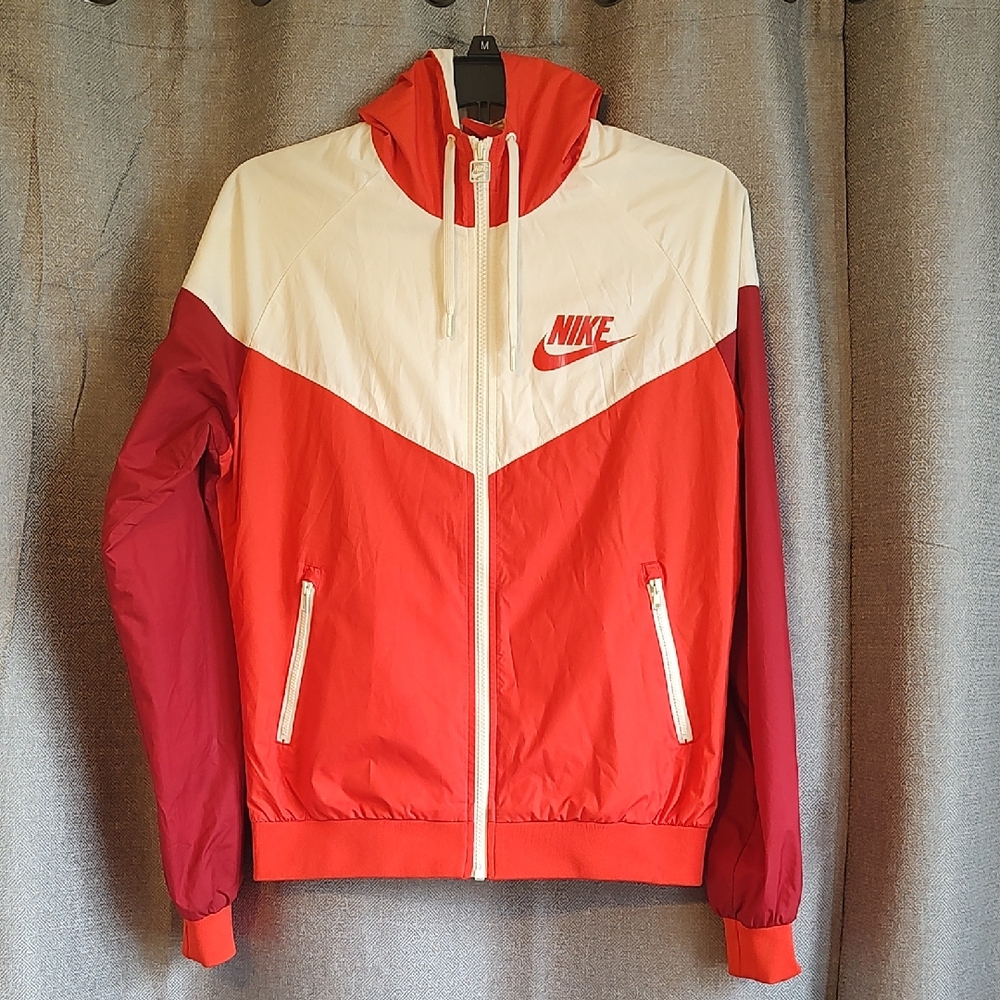 Nike Windrunner Red, White & Orange Hooded Jacket Unisex Sz Medium